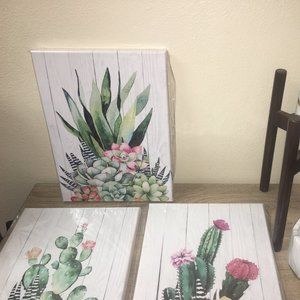 Home Decor 3 piece cactus canvas frames